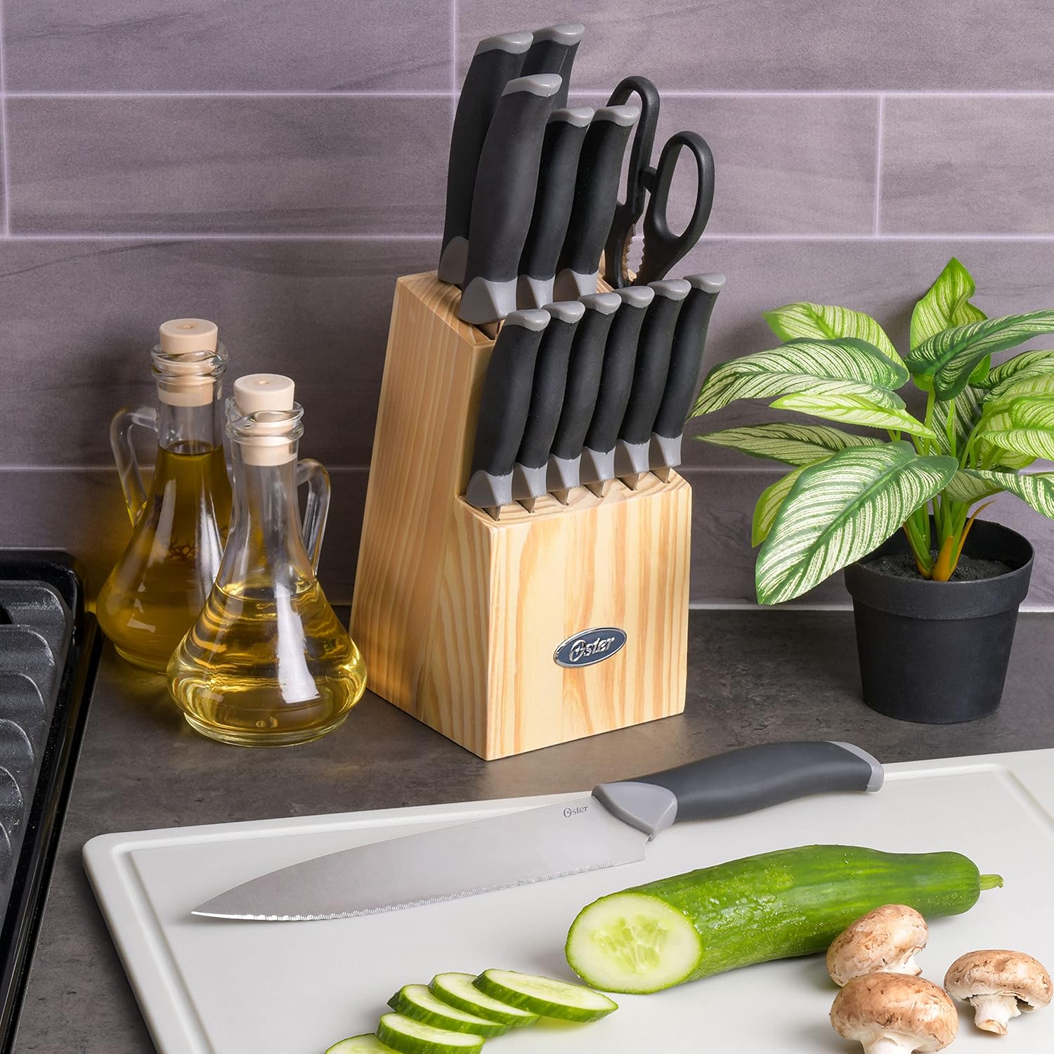 Oster Lindbergh 14 Piece Stainless Steel Cutlery Set, Black Oster Lindbergh 14 Piece Stainless Steel Cutlery Set, Black